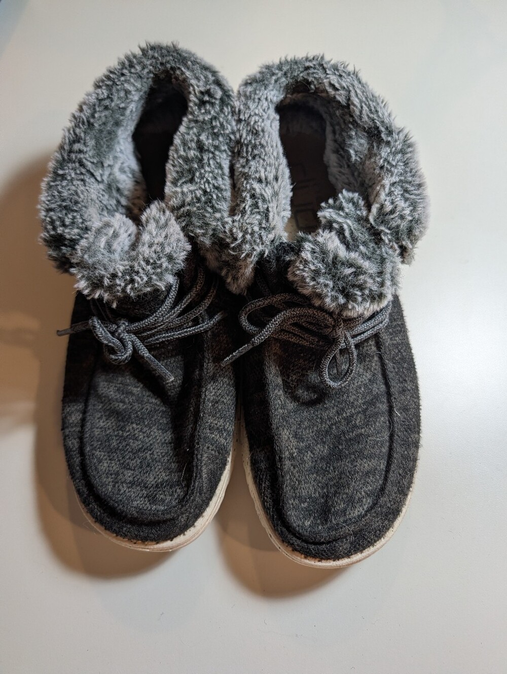 Hey Dude Woman's Size 11 Britt Cozy Women's Grey Faux-Fur Lined Slip-On Shoes